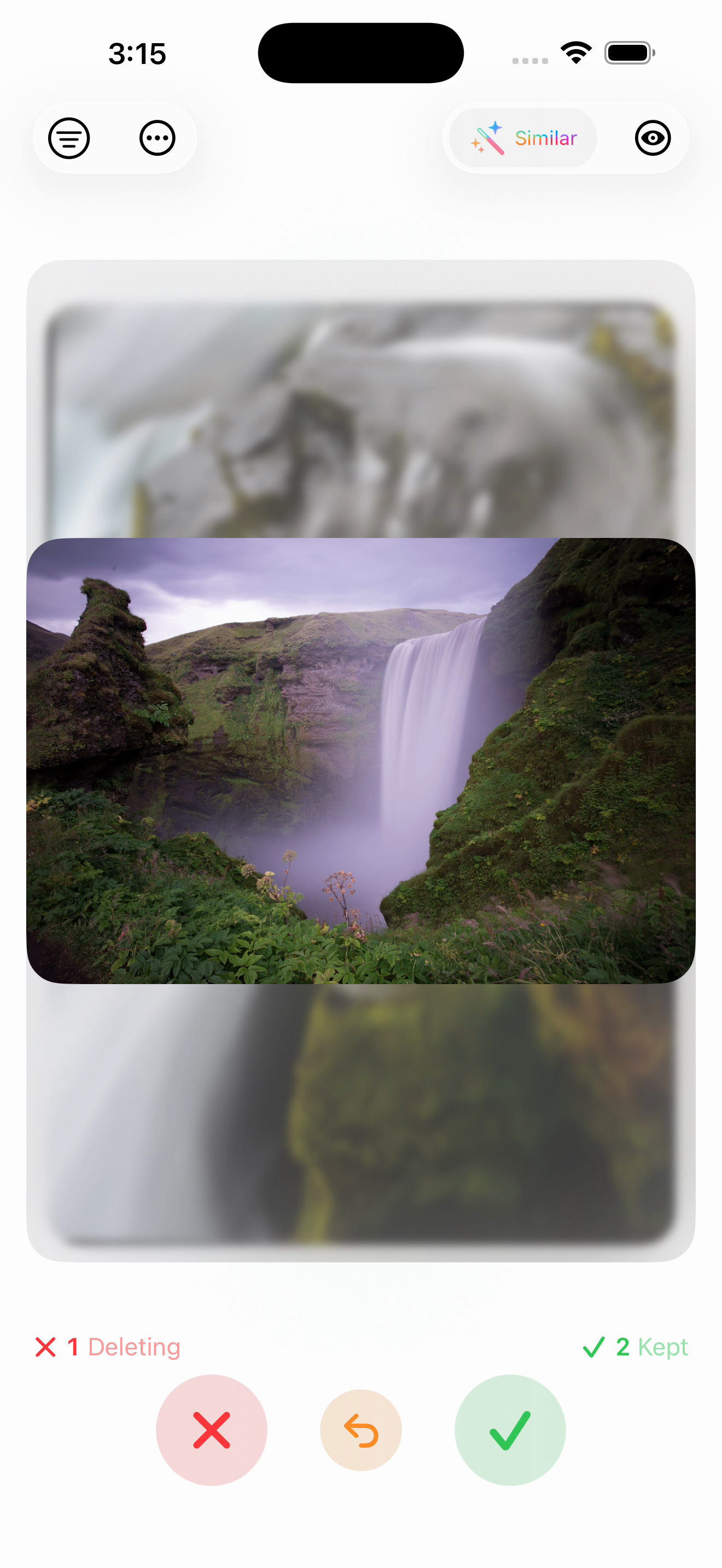 You swipe to the right. The app keeps the photo.